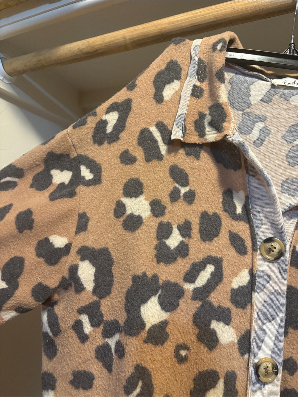 Leopard Print A-Line Button-Front Jacket - Brown/Cream - Picture 2 of 7